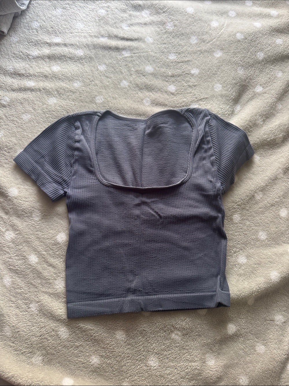 PacSun Short Sleeve Square Neck Crop Top - Gray
